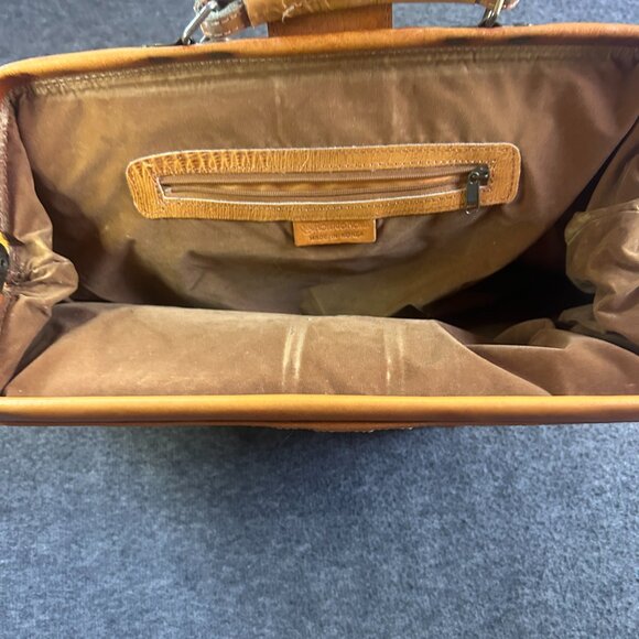 Vintage ROBERTO ROMA Italy Purse Brown Reptile Leather Satchel Weekender - Picture 11 of 16